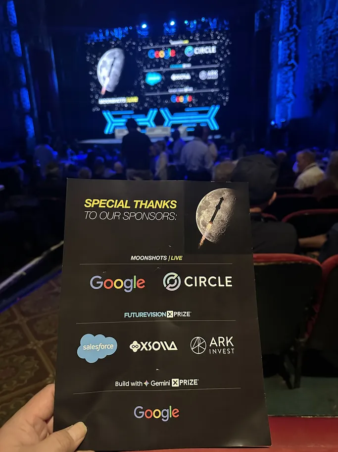The sponsor card: Google, Circle, Salesforce, XSOVA, ARK Invest